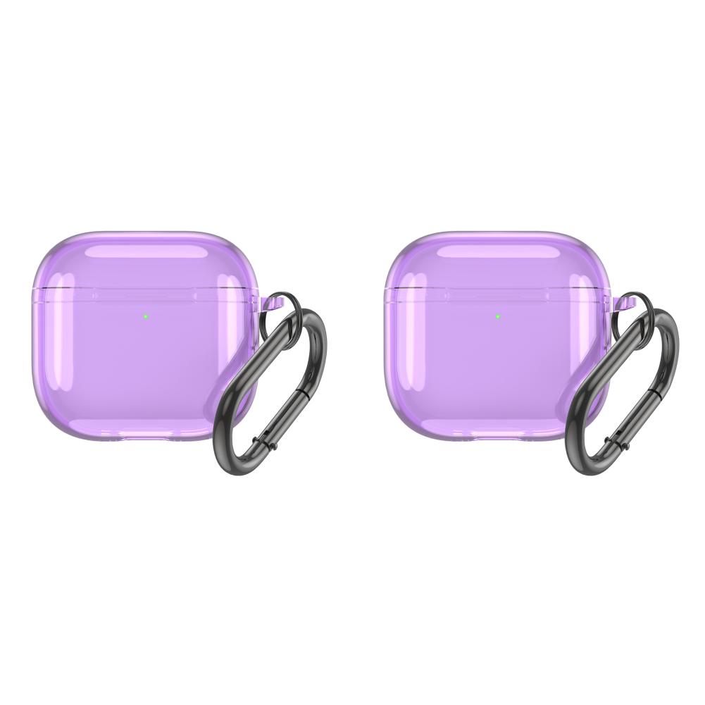 Прозрачный защитный чехол с карабином TPU Cover для Airpods 4(Прозрачный фиолетовый)