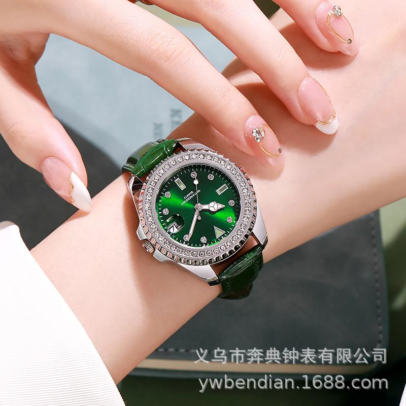 Маленькие зеленые часы женские часы с бриллиантами кварцевые женские часы легкие роскошные высококачественные водонепроницаемые часы с бриллиантами