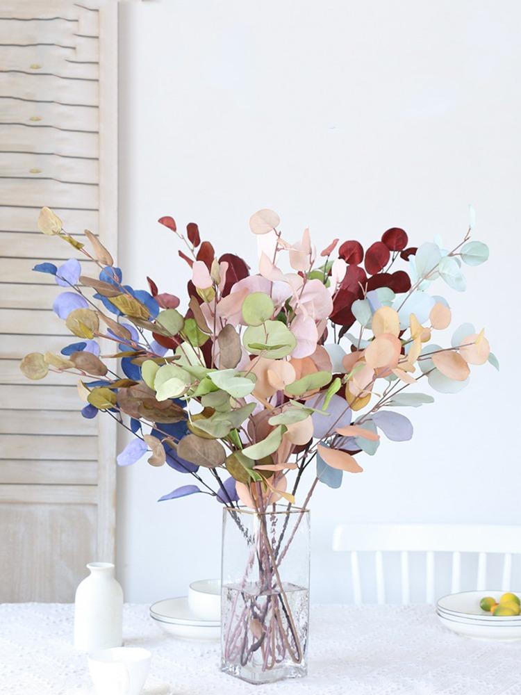 2 шт. 87 см осеннее искусственное растение искусственные листья эвкалипта длинная ветка свадебное украшение дома шелковые цветы искусственные растения DIY настенная композиция