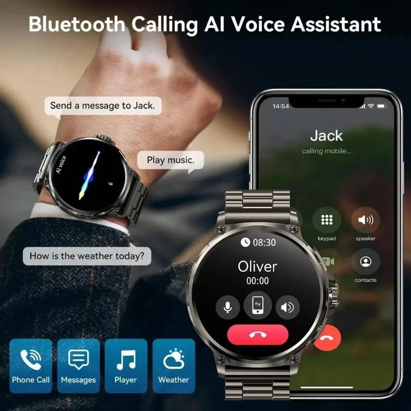 Умные часы с GPS, 1,85-дюймовый AMOLED-экран, 710 мАч, Bluetooth-звонки, мониторинг сердечного ритма и здоровья, более 400 циферблатов, для Android iOS