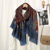 Зимний ацтекский пейсли цветочный бахрома вискозный шаль шарф женский высококачественный накидка пашмина палантин буфанда мусульманский хиджаб 180*90 см