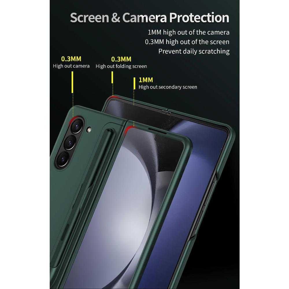 Для Samsung Galaxy Z Fold 6 5 4 3 Чехол Съемный держатель для стилуса Невидимый кронштейн Подставка Жесткий матовый чехол из ПК со стилусом и подставкой-держателем
