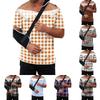 Men Recovery Shirt Full Front Opening Short Sleeve with Side Closures Plaid Print Adaptive Top for Use