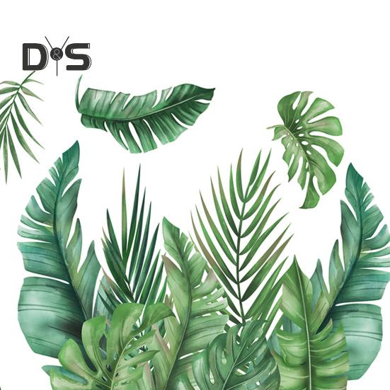 1 лист, наклейка для унитаза, самоклеящаяся, водонепроницаемая, без следов, зеленые листья растений, настенная наклейка, наклейка, декор для ванной комнаты, туалета