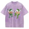 Women Tops Clothes Oversized Short Sleeves Two Dancing Frogs Print Overseas Export High Quality Shirt For Men Discount