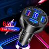 66W 4 Ports USB Car Charger Fast Charging PD Quick Charge 3.0 USB C Car Phone Charger Adapter For IPhone 13 12