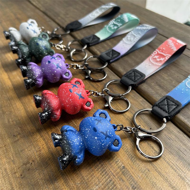 Internet Celebrity Violent Bear Creative Cartoon Gradient Figure Chameleon Bear Key Chain Car Accessories Couple Bag Pendant