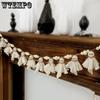 WTEMPO Ручная работа Хэллоуинская гирлянда Очаровательные деревянные бусины и кукла-белый призрак Рустикальная садовая, для помещений и улицы Праздничная гирлянда для жуткого сезона