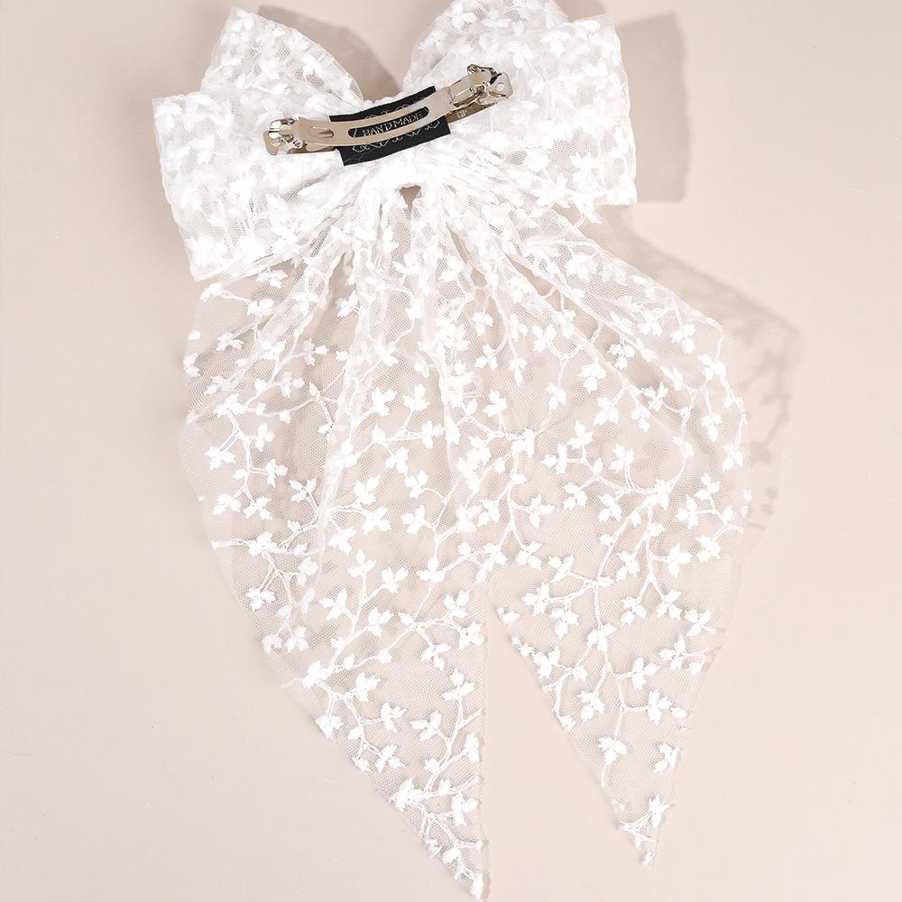 Милая кружевная заколка для волос с большим бантом, элегантная вышивка, двухслойный бант, заколка для волос для девочек, корейские детские аксессуары, головной убор, подарок