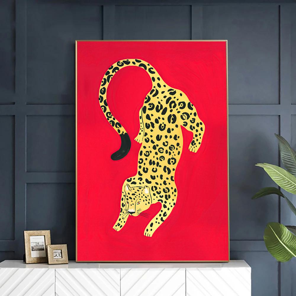 Pink Gold Leopard Green Posters and Prints Canvas Paintings Animal Wall Art Pictures for Modern Living Room Wall Decoration