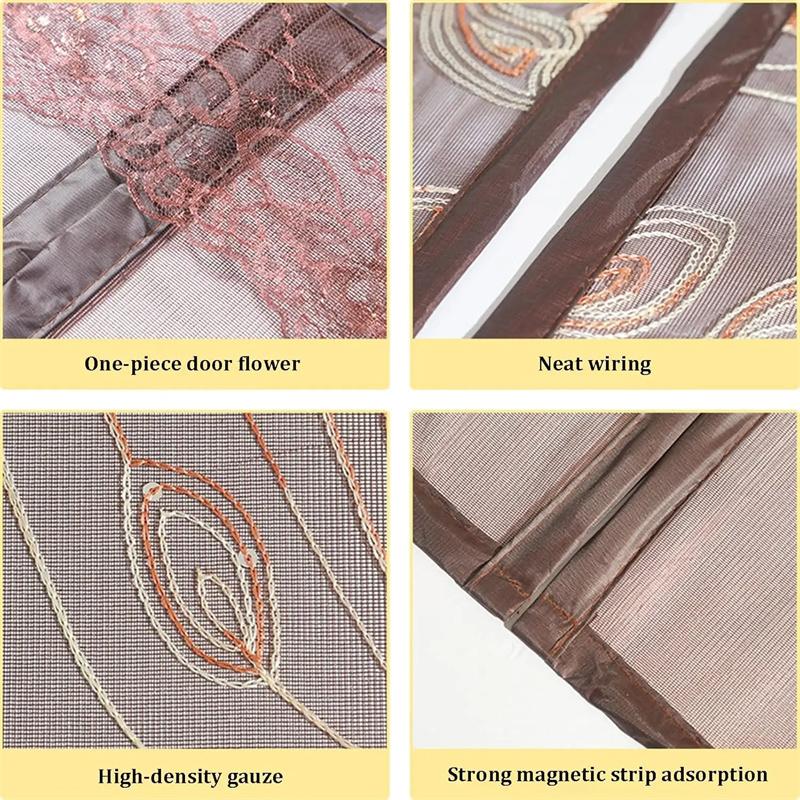 Портативная летняя противомоскитная дверная штора Магнитная сетчатая дверь Безгвоздевая разделительная дверная штора Противомоскитная