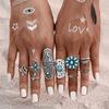 9 Pcs / Set Gemstone Carved Knuckle Ring Set Ethnic Boho Bohemian Vintage Jewelry Women Accessories