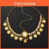Gemstone Fashion Simulation Decoration Circular Tassel Design Headwear Gold
