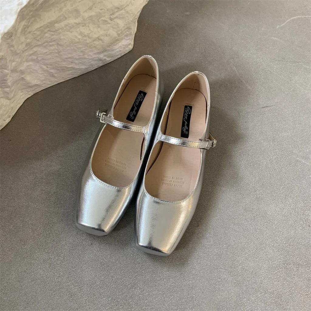 2025 Spring New Women Mary Jane Shoes Fashion Square Toe Shallow Slip On Ladies Flat Shoes Soft Sole Outdoor Dress Ballerina