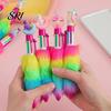 Six Color Push Button Pens 4Pcs 6-in-1 Multicolor Retractable Ballpoint with Cute Unicorn Topper, Smooth Writing Gel Creative Party Favors for