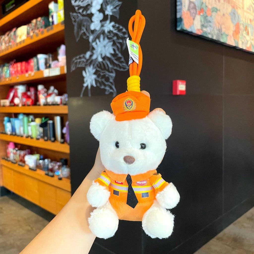 Plush Keychain: Traffic Police and Firefighter Bear Uniformed Doll