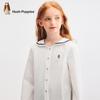 Белая хлопковая рубашка с длинным рукавом Hush Puppies для девочек Academy