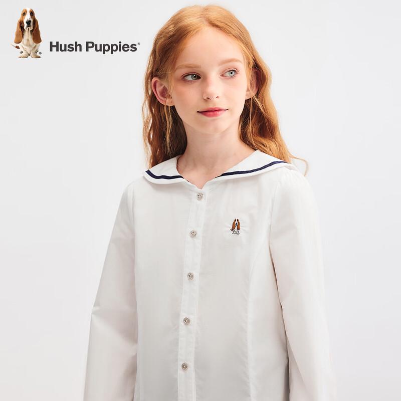 Белая хлопковая рубашка с длинным рукавом Hush Puppies для девочек Academy
