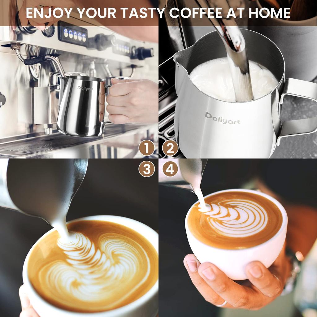 Milk Pitcher, Daily Art 330ml12fl.oz. Stainless Steel Milk Cup Milk Frother Pitcher Milk Jug