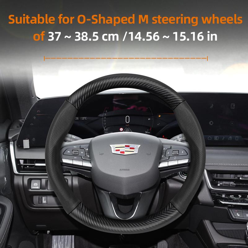 AABHX1 Suitable for Cadillac Breathable Hole Leather Matte Carbon Fiber Texture Steering Wheel Cover Suitable for Cts 2013 Ct4 Carbon Interior Ct5
