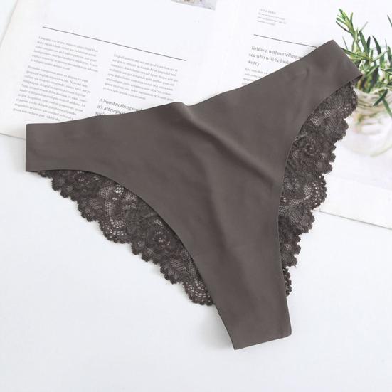 Lace Thongs for Women Sexy G-String Underwear Seamless T Back Low Waist Panties Ice Silk Comfy Briefs