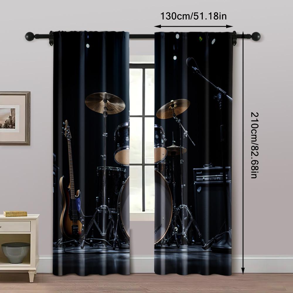2pc    Curtains guitars and drums Light Filter Party Decorations Suitable for Holiday Party   General Celebration
