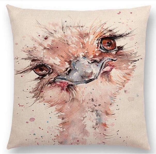 Exquisite Watercolor Lion Flowers Butterfly Lane Bird Wren Cushion Cover Ideal For Stylish Homes