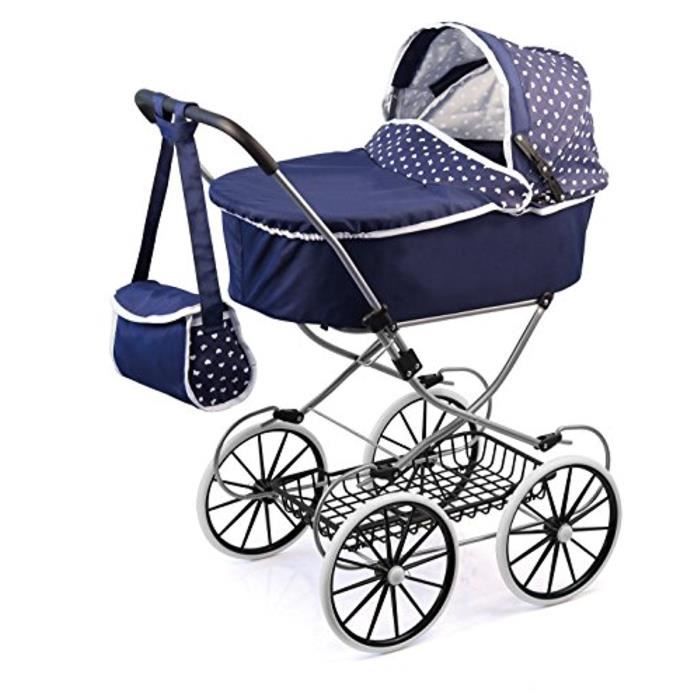 Doll's Stroller - Bayer - Classic Deluxe Pram - Blue - 69 X 42 X 89 Cm - Suitable for 46 Cm Dolls