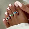 3Pcs/Set Pastoral Toe Ring Set Enamel Flower Zircon Open Foot Rings Women Seaside Vacation Foot Jewelry Accessories