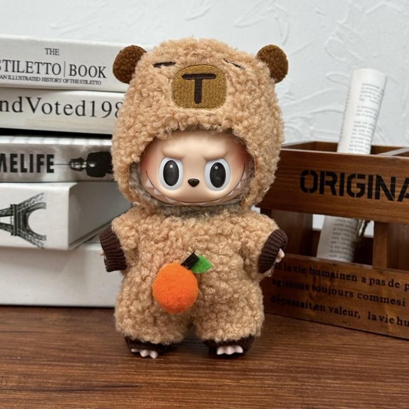 Одежда для куклы 17 см Лабубу Капибара Набор Комбинезон Каваи Головной убор Камера 3 шт./уп. Плюшевый Хлопковый Наряд для куклы Игра-переодевание Декорация