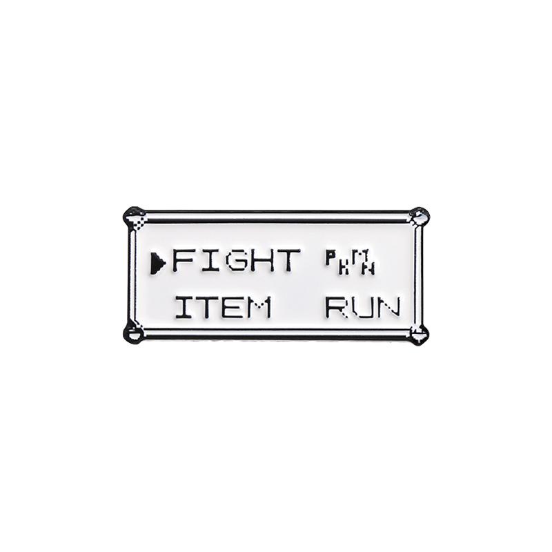 Прямоугольные эмалевые значки с текстом на заказ FIGHT ITEM RUN Броши Значки на лацкан Панк Ювелирные изделия Подарок для детей Друзей