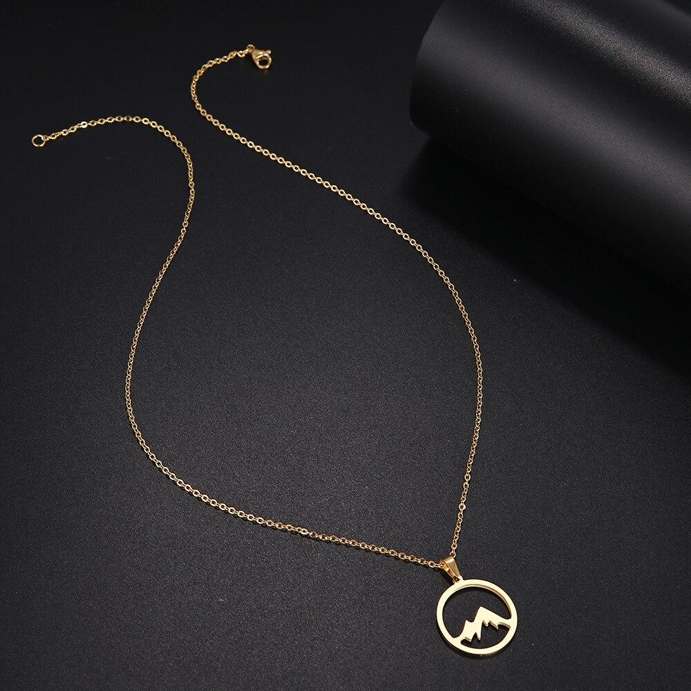 Ожерелье из нержавеющей стали для женщин и мужчин, ожерелье в гору, подвеска золотого и серебряного цвета, подарок на день рождения