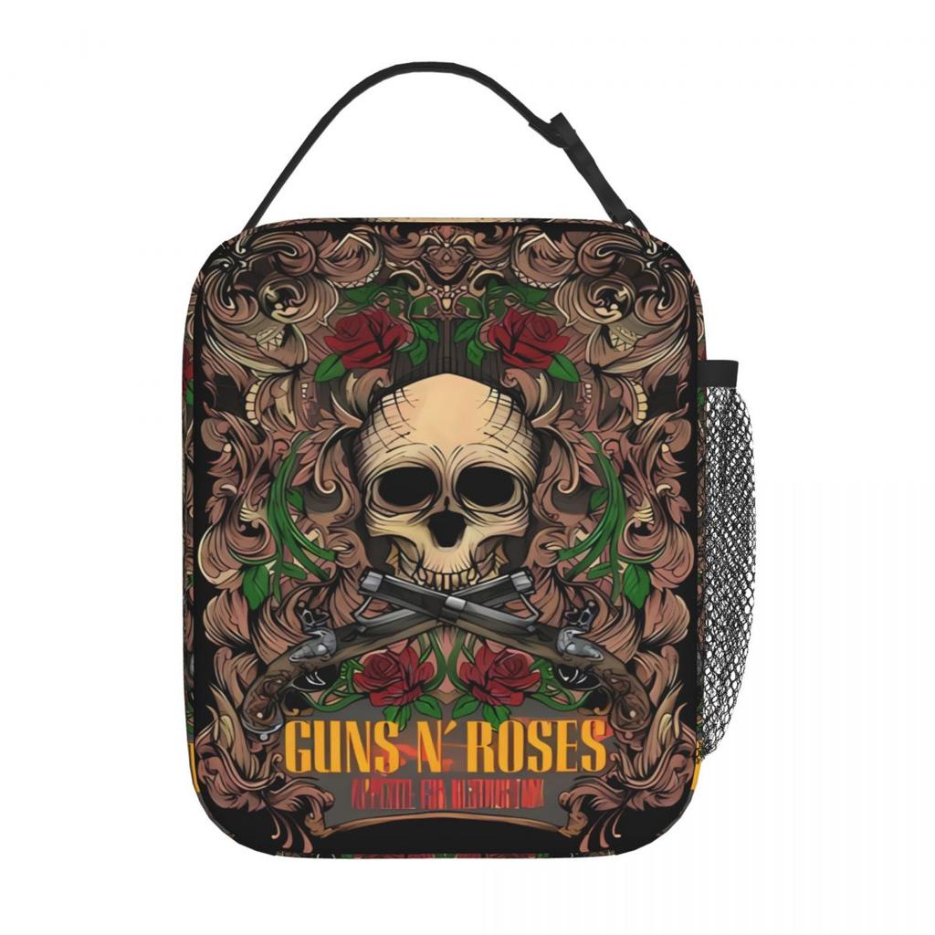 Guns N Roses Банда Ланч-сумка Ретро Ланч-бокс Школьный Портативный Термо-ланч-сумки Графическая Сумка-холодильник