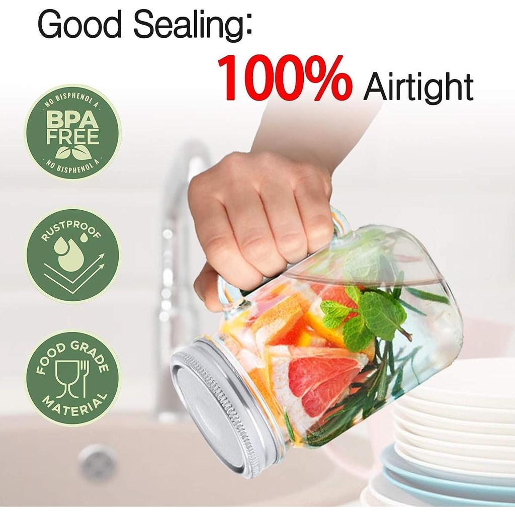 48 шт. обычные крышки и кольца для консервирования рта, крышки для каменных банок, многоразовые герметичные разъемные серебряные крышки с силиконовыми уплотнительными кольцами