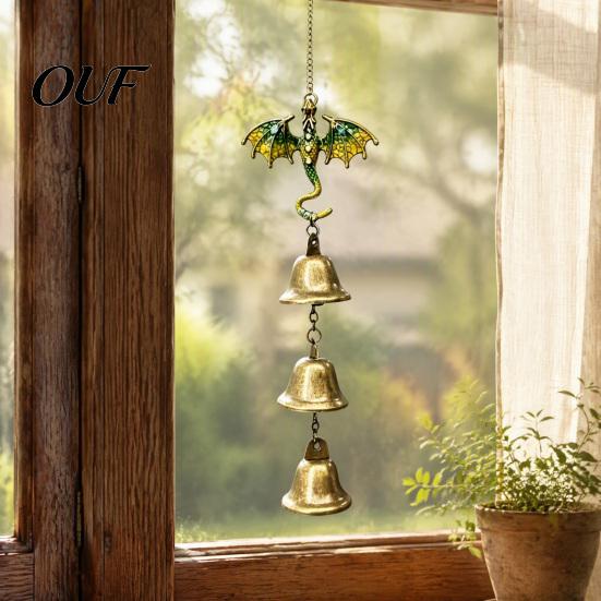 Fantasy Style Gift Retro Dragon Hanging Bells, Metal Flying Wind Chime, Rustic Outdoor Garden Ornament for Patio Porch Yard Home Decor Exquisite Alloy