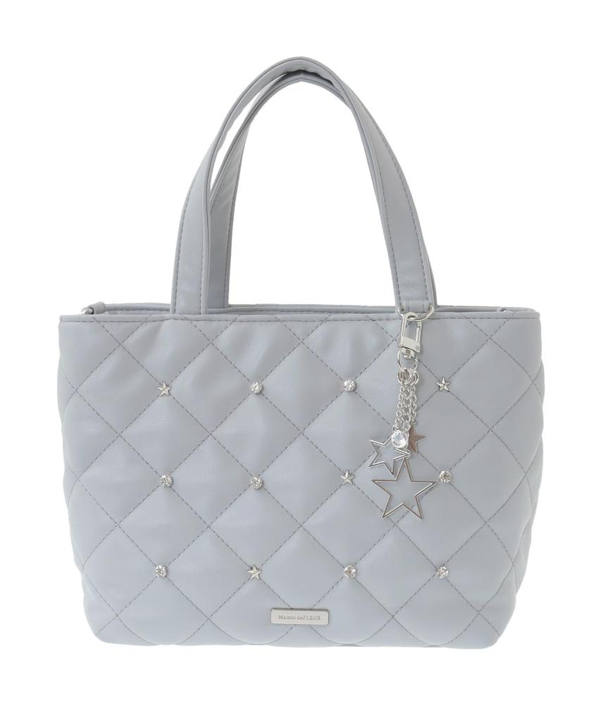 Maison de FLEUR Tote Bag with Star Grayish 08000645200 Women's 2-Way Charm, Blue,