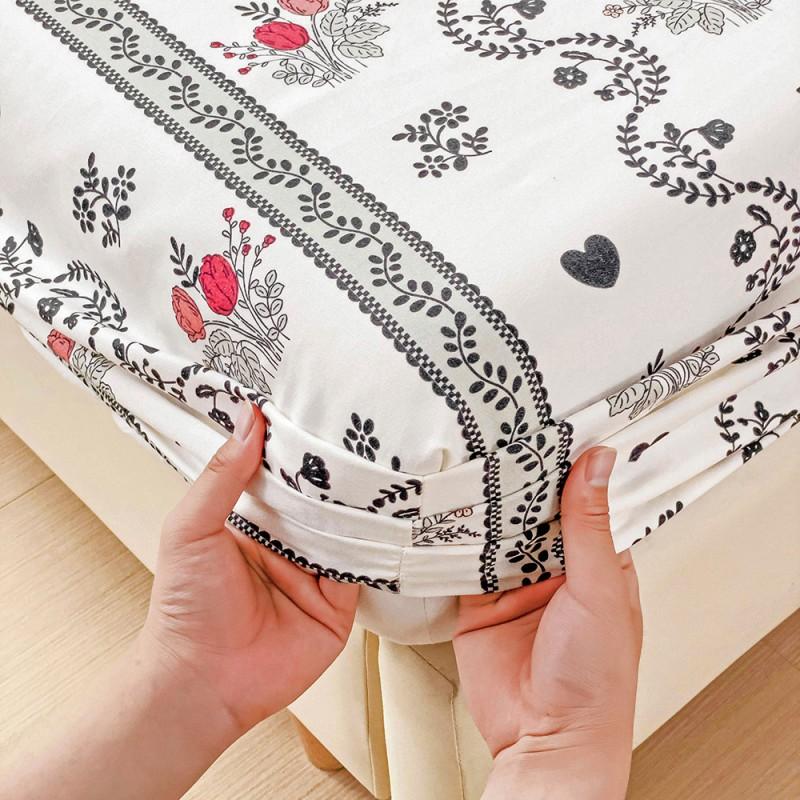 Floral Style Bedsheets Printed Fitted Sheet Breathable Mattress Protector Soft Bed Linen Home Sheets Couvre Lit (No Pillowcase)