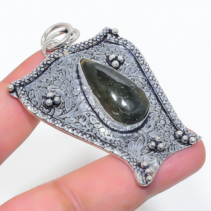 Natural Labradorite Gemstone 925 Sterling Silver Jewelry Pendant 2.44" AP-10439