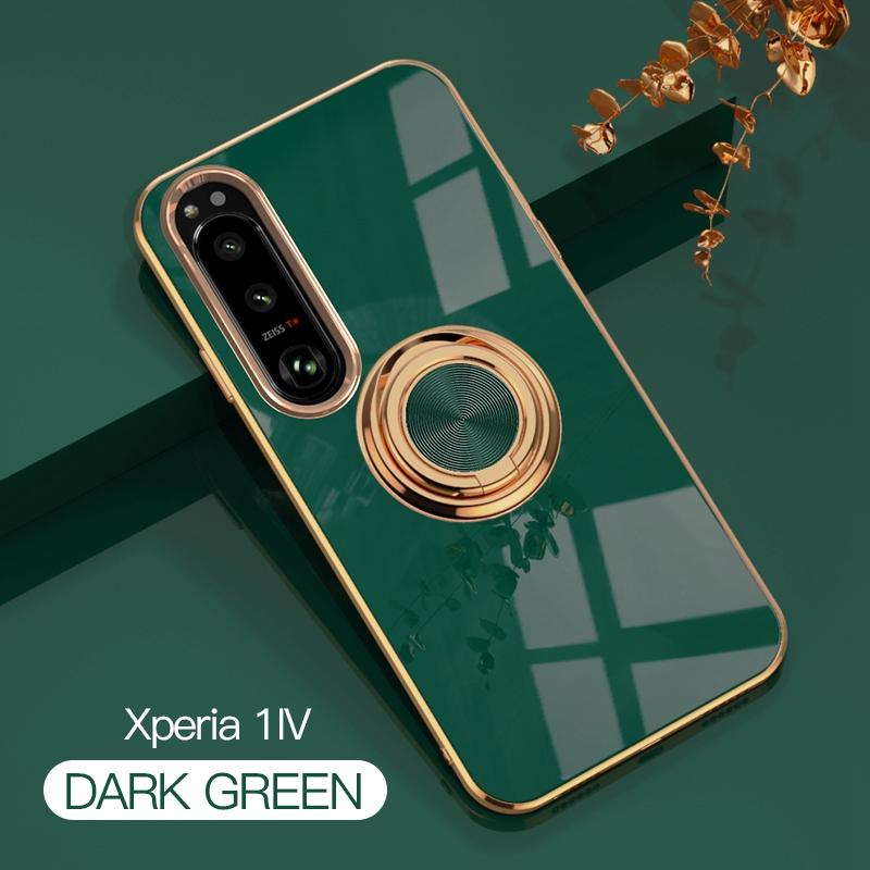 Роскошный силиконовый чехол-держатель с магнитным кольцом для Sony Xperia 1 5 10 III IV V ACE II противоударный гальванический чехол