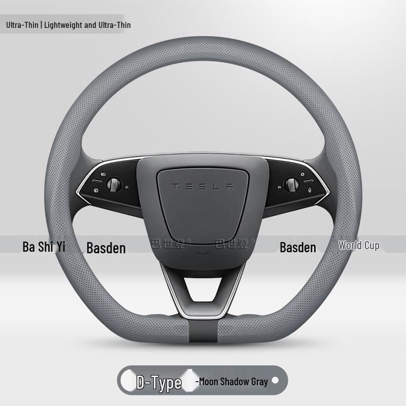 Genuine Leather Steering Wheel Cover for Tesla Model Y, 3, X, S