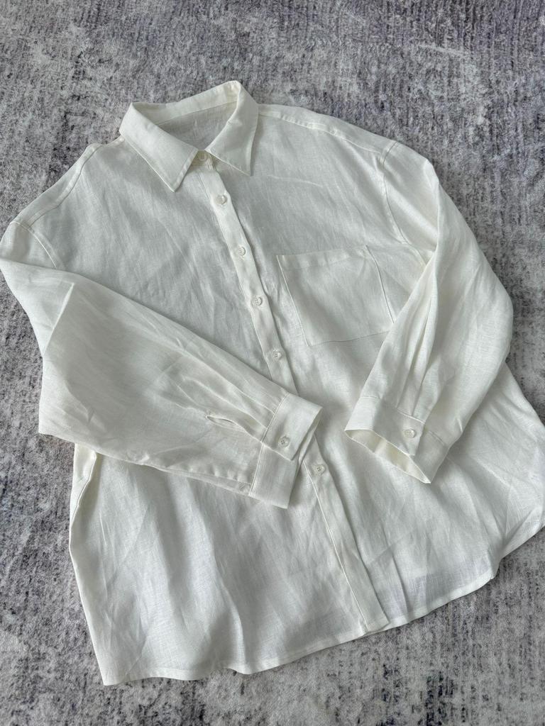 2024 Комплект из льняной рубашки с подсветкой и плиссированных брюк из хлопка и льна на завязках для женщин