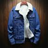 Winter Jean Jackets Men Warm Denim Coats Fashion Cowboy Outerwear Men Liner Thicker Fleece Denim Jacket Black Blue