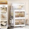 Foldable Multi-Layer Plastic Storage Cabinet with Lid - Organize Bowls, Plates, Baby Bottles, and Cups Dust-Free
