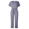 Elegant Jumpsuit Women's Solid Color Short Sleeved Lace Up Slimming Waist Commuting Pantis Fashion Batwing Sleeve