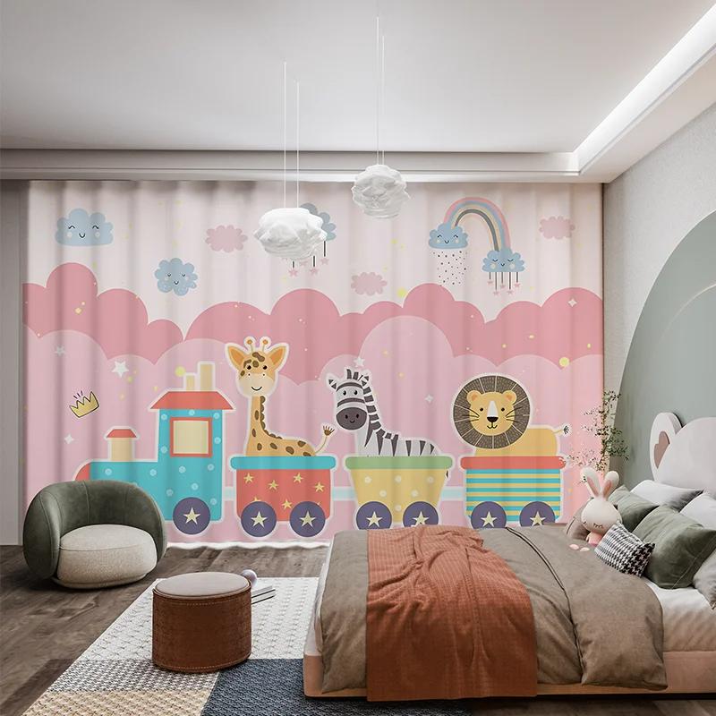 Современный мультяшный замок единорог воздушный шар розовый принцесса радужный кролик девочка комната детская спальня жалюзи затемняющие шторы новый