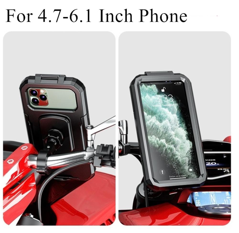 Motorcycle Motorbike Handlebar Phone Mount Holder Waterproof Case For 4.7"-6.1