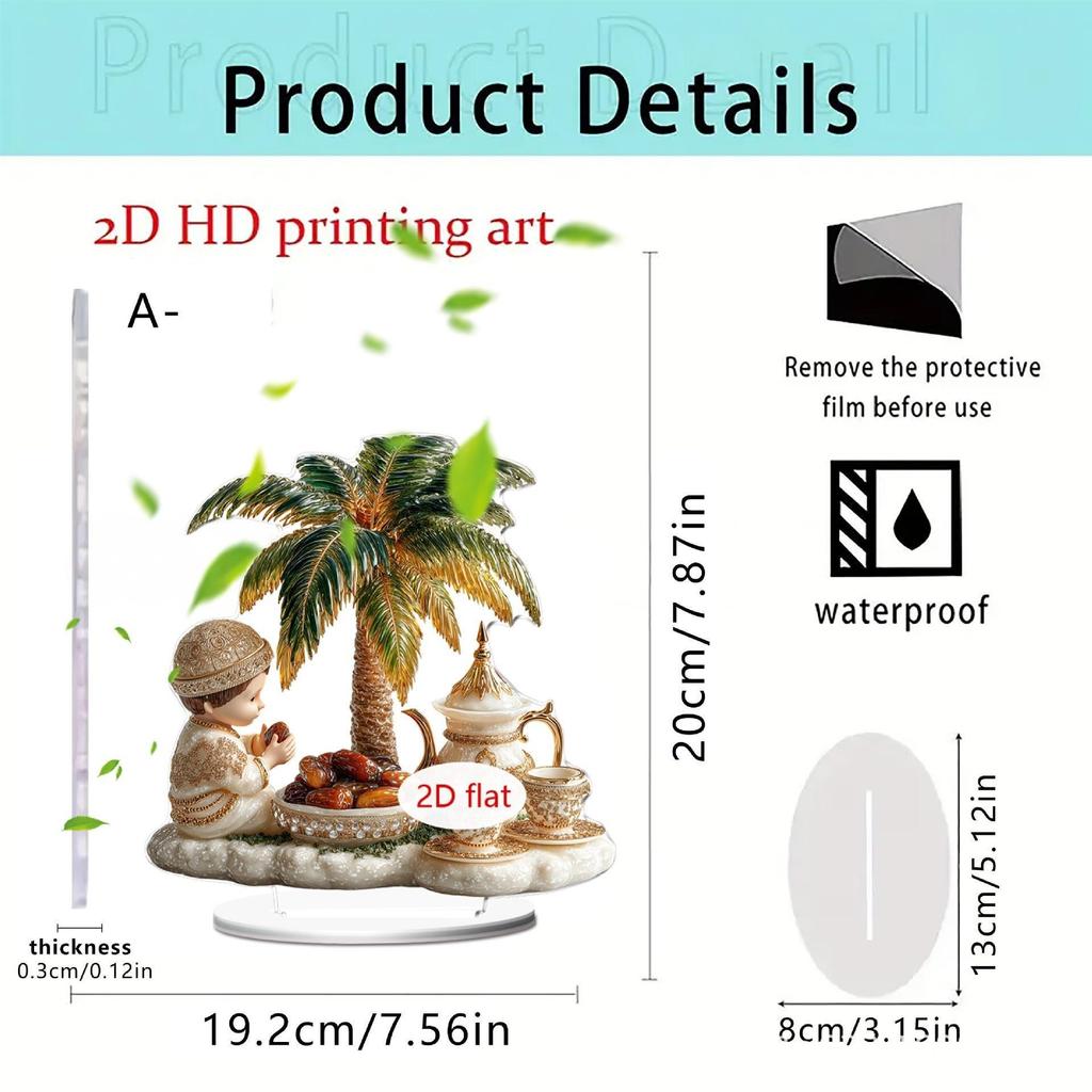 Pink Floral Moon & Lanterns Acrylic Desktop Ornament