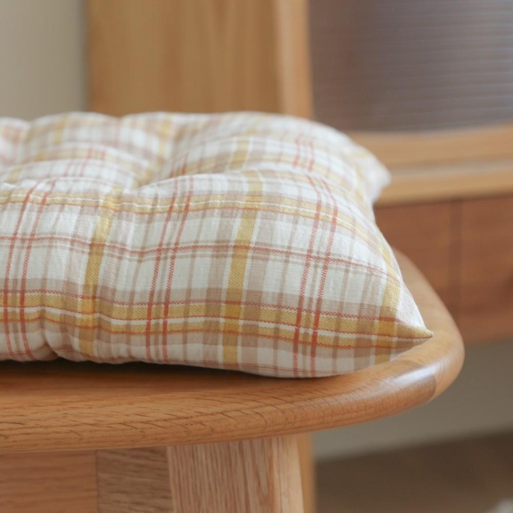 4cm Thickness Seat Cushion Grid Stripes Pattern Sofa Cushion Breathable Stool Cushion Home Office