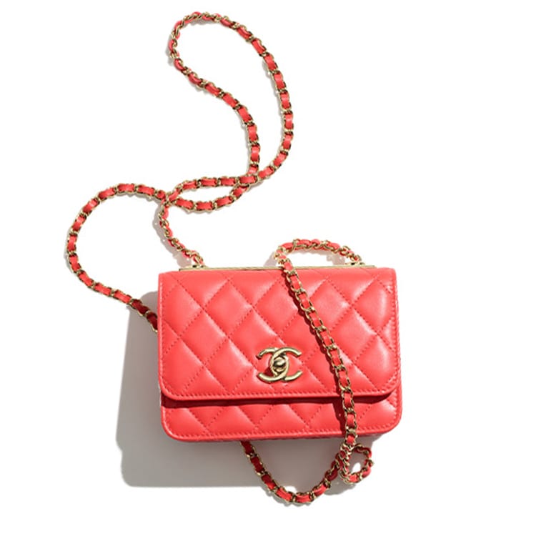 CHANEL Sheepskin One Shoulder Crossbody Clutch Women's Red AP1762-Y60767-NL295