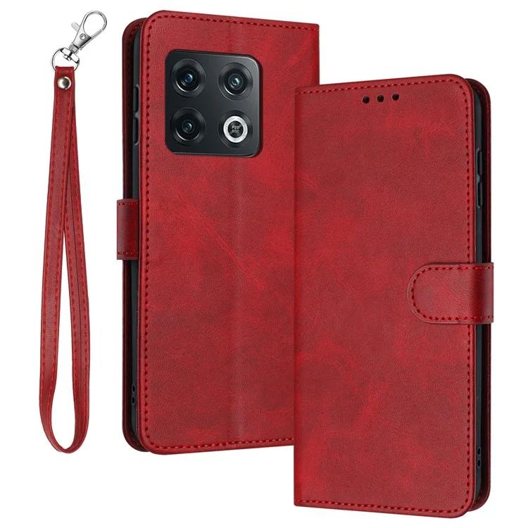 For Oneplus 10 Pro 5G Case TPU+PU Leather Flip Stand Cover Cell Phone Shell with Strap - Green